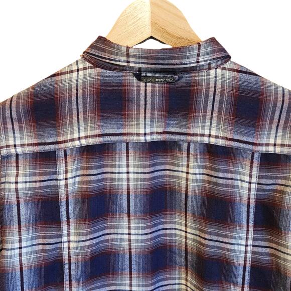 ExOfficio Women’s Long Sleeve Button Down Travel Shirt Burgundy Plaid Size Large - Picture 6 of 6
